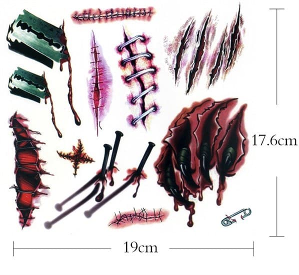 Переводное тату на Хэллоуин. Шрамы и лезвия 2701 - фото 13192