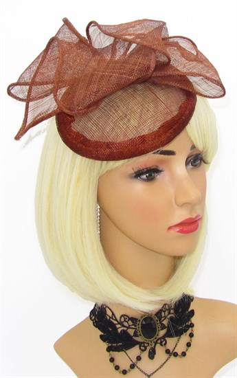 Шляпка таблетка с объемным бантом Аманда. Шоколад 3289 - фото 16067