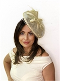 3505. Шляпка из синамей с вуалью Моника. Айвори 3505 - фото 24771