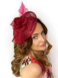 шляпка темно-красная с пером